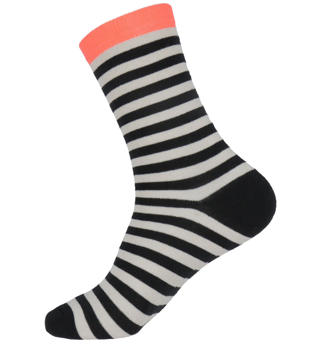 Mads Nørgaard Socks - 2-Pack - Stripe Mix - Black/Tangerine