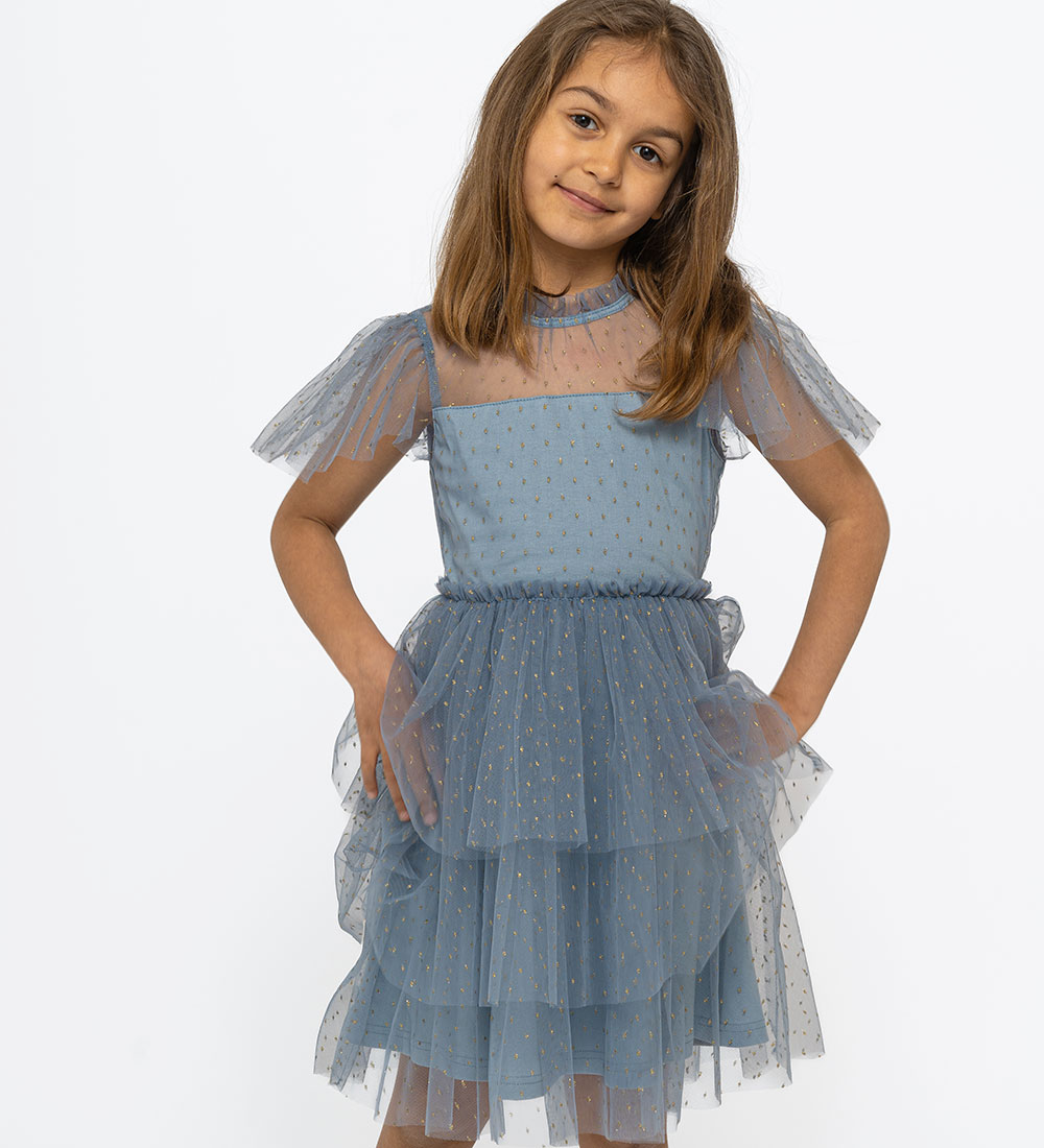 The New Dress - TnNarice - Ashley Blue/Gold w. Gold Dots