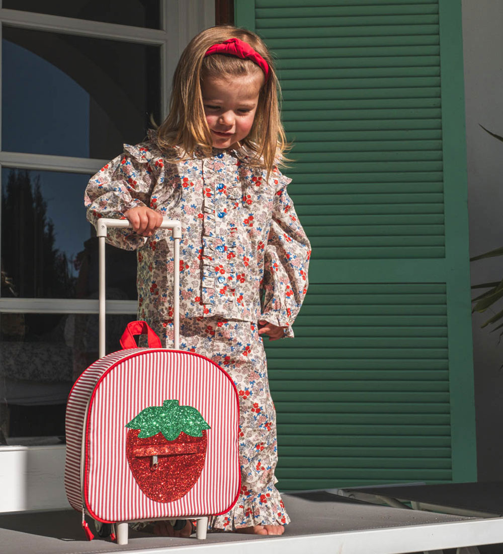 That's Mine Suitcase - Tris - Red/White Striped w. Strawberry