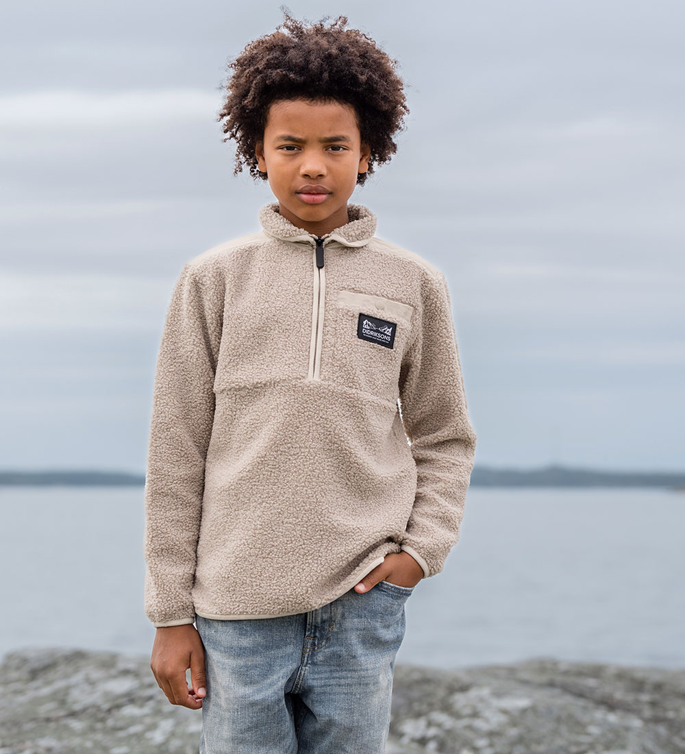 Didriksons Fleece Jacket - Teddy - Exa Half Zip - Beach Beige