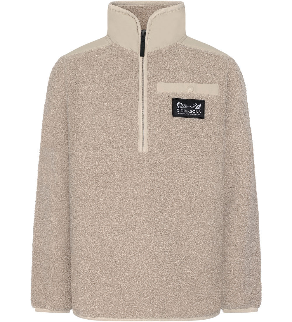 Didriksons Fleece Jacket - Teddy - Exa Half Zip - Beach Beige