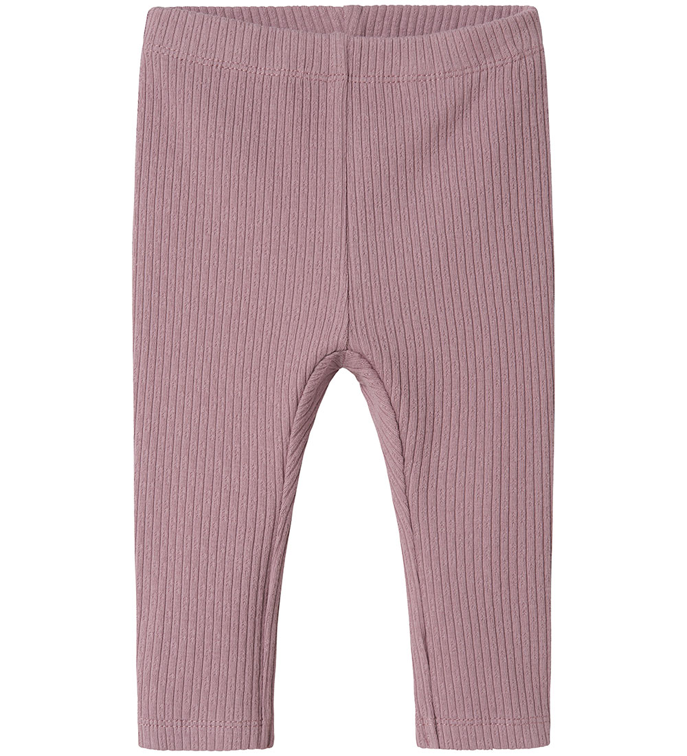 Name It Leggings - Rib - NbfDikka - Elderberry w. Pointelle
