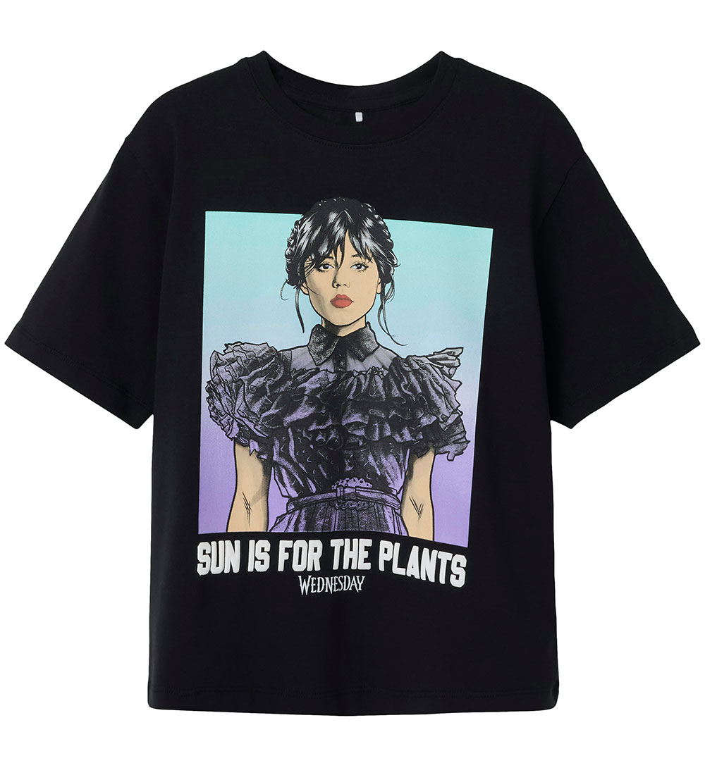 Name It T-Shirt - NkfFarra - Wednesday - Schwarz m. Print