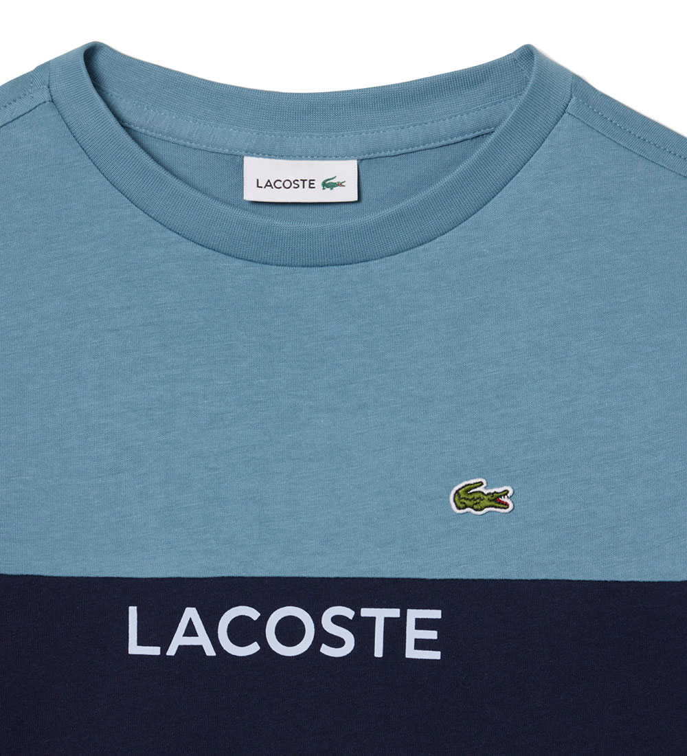 Lacoste T-shirt - Limestone/Rill-Navy/Blue w. Logo