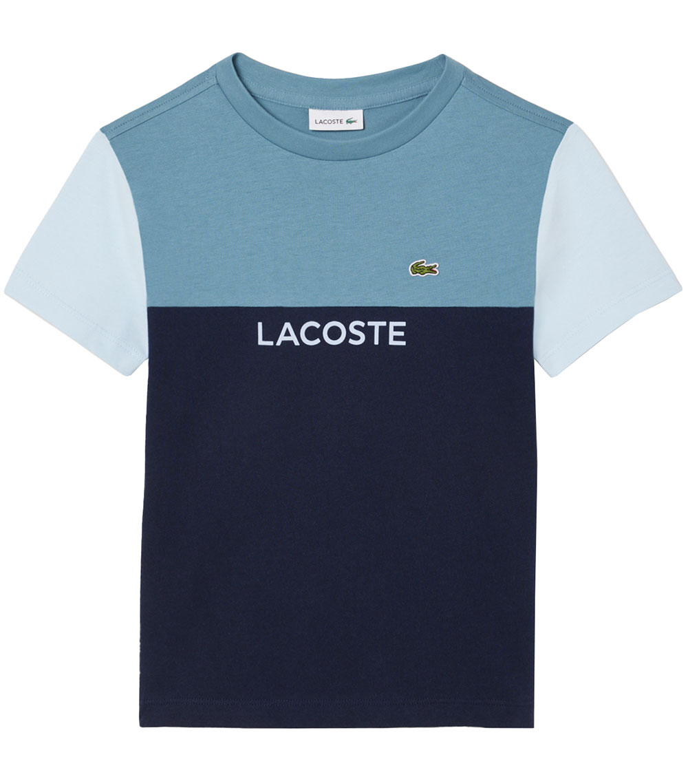 Lacoste T-shirt - Limestone/Rill-Navy/Blue w. Logo