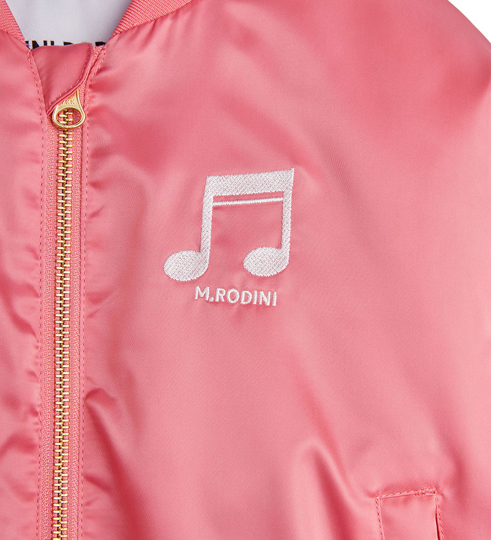 Mini Rodini Jacket - Note Chenille Satin Baseball - Pink