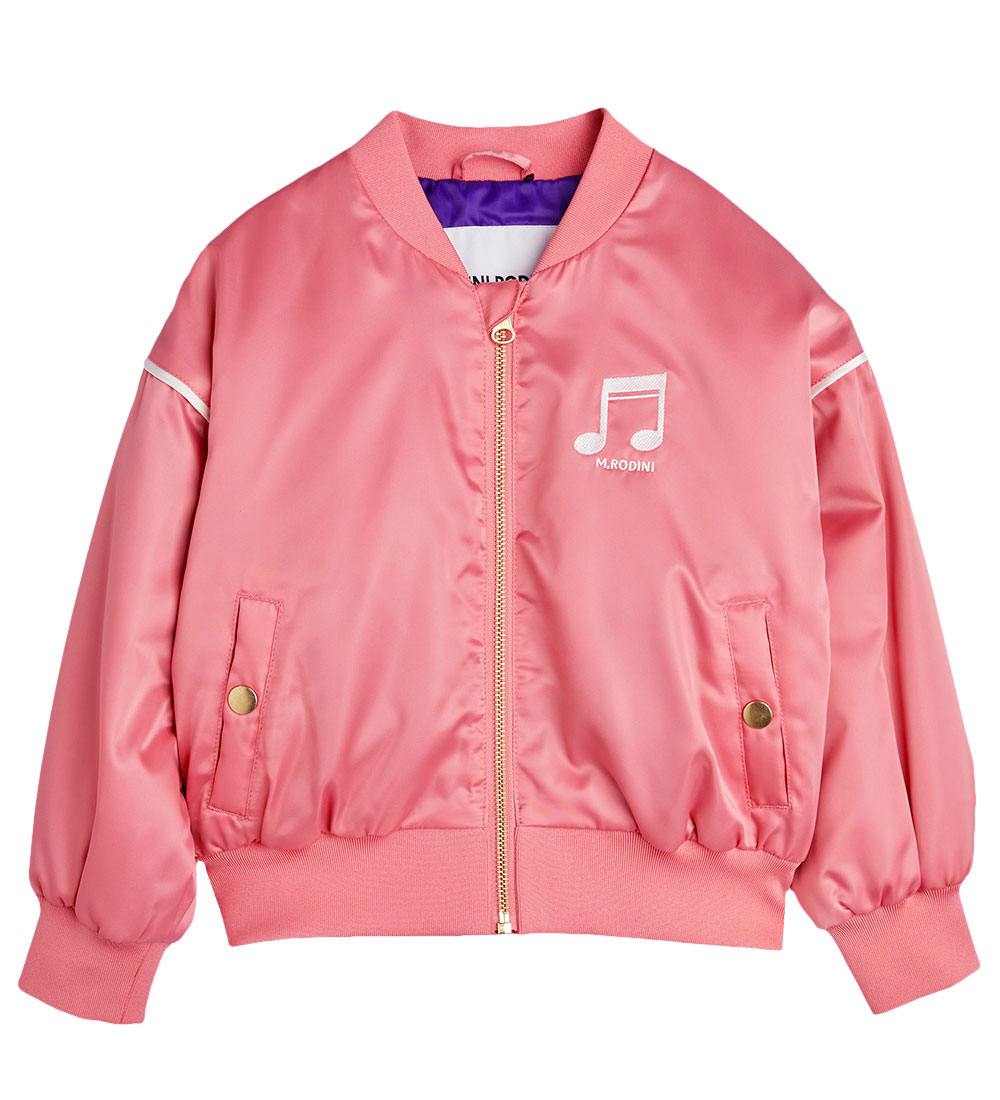 Mini Rodini Jacket - Note Chenille Satin Baseball - Pink