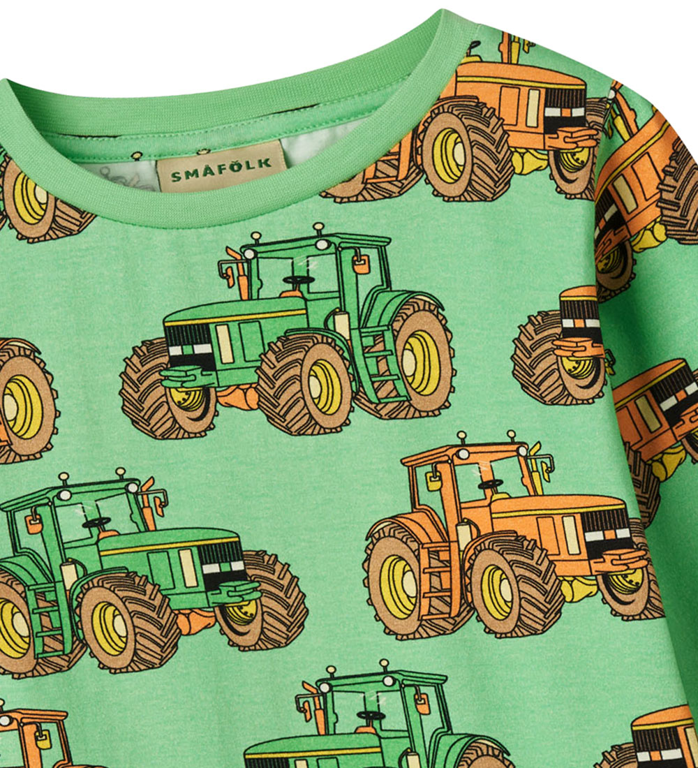 Småfolk Bluse - Mint Green Tee m. Traktoren