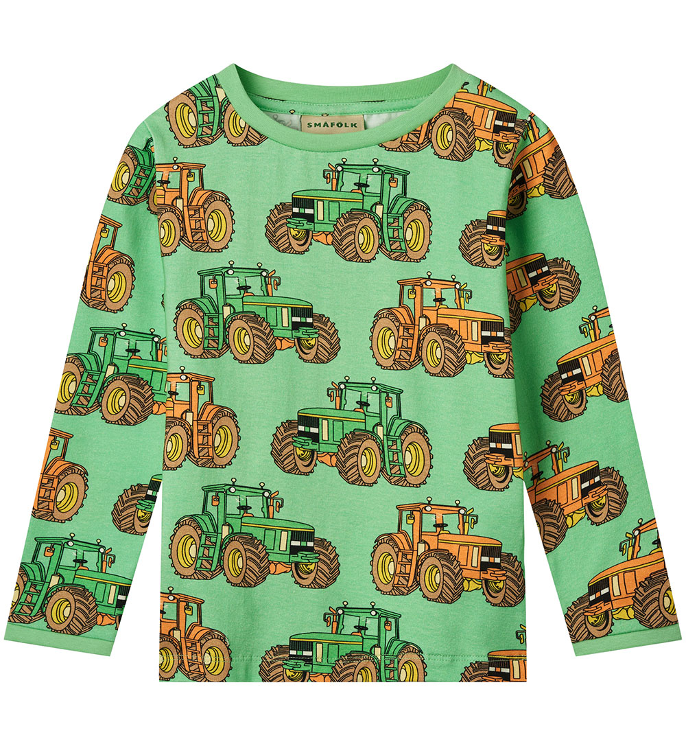 Småfolk Bluse - Mint Green Tee m. Traktoren