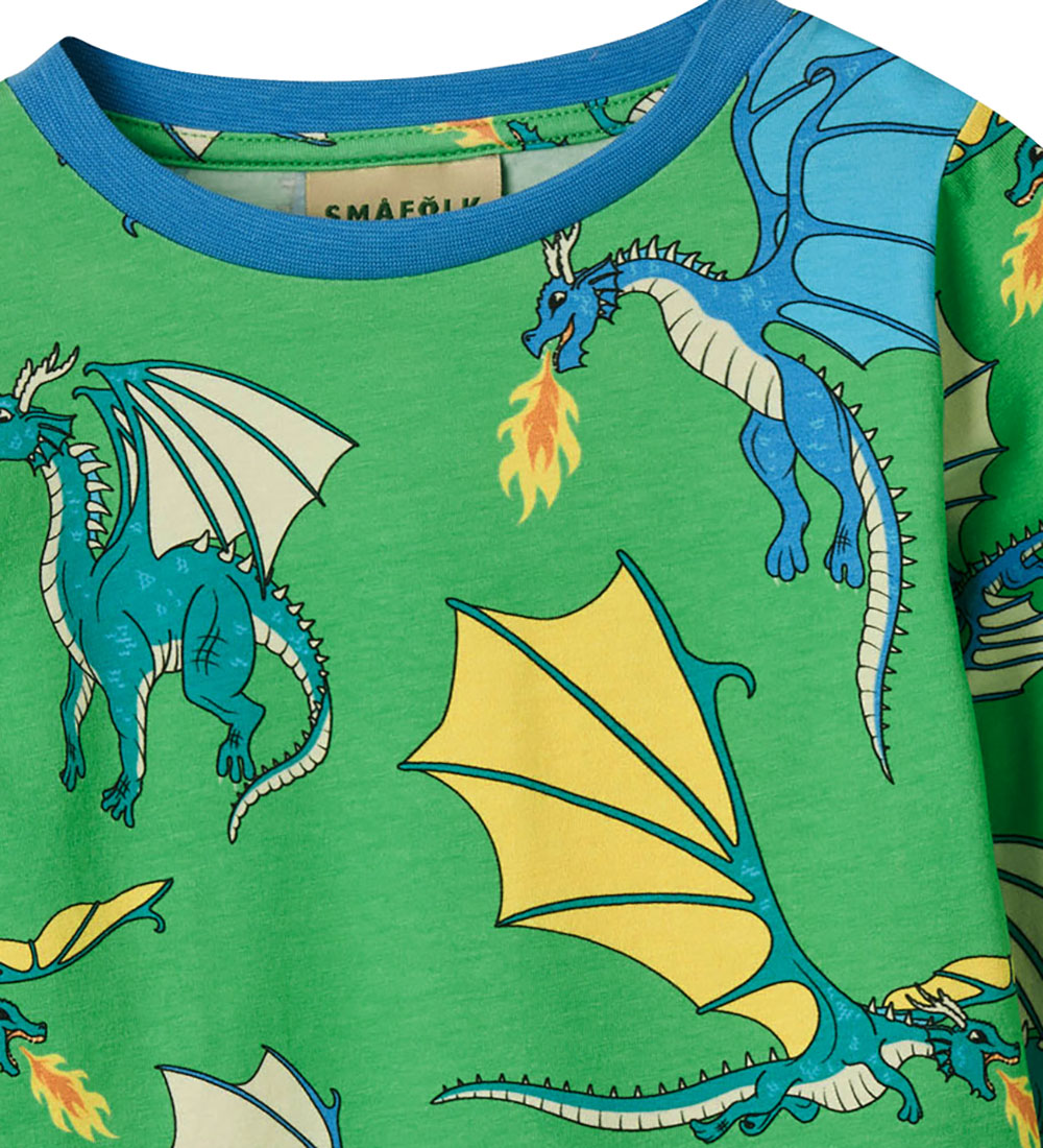Småfolk Blouse - Clover w. Flying Dragons