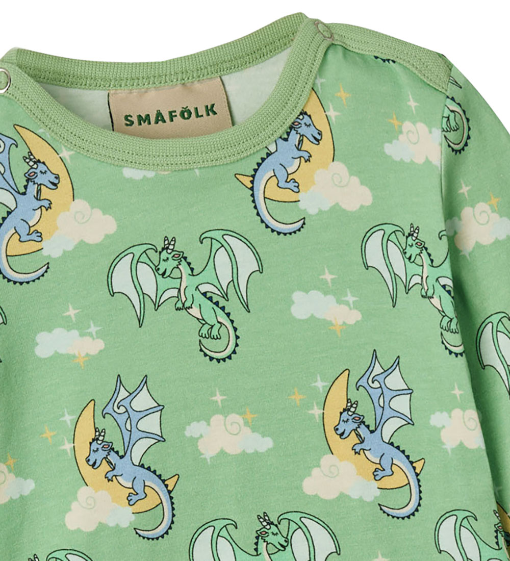 Småfolk Bodysuit L/æ - Sage w. Sleeping Dragons