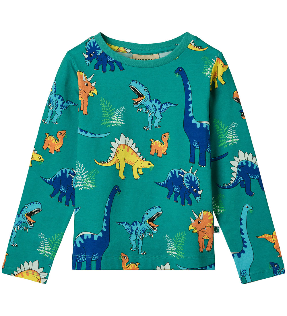 Blouse Småfolk - Teal av. Dinosaures