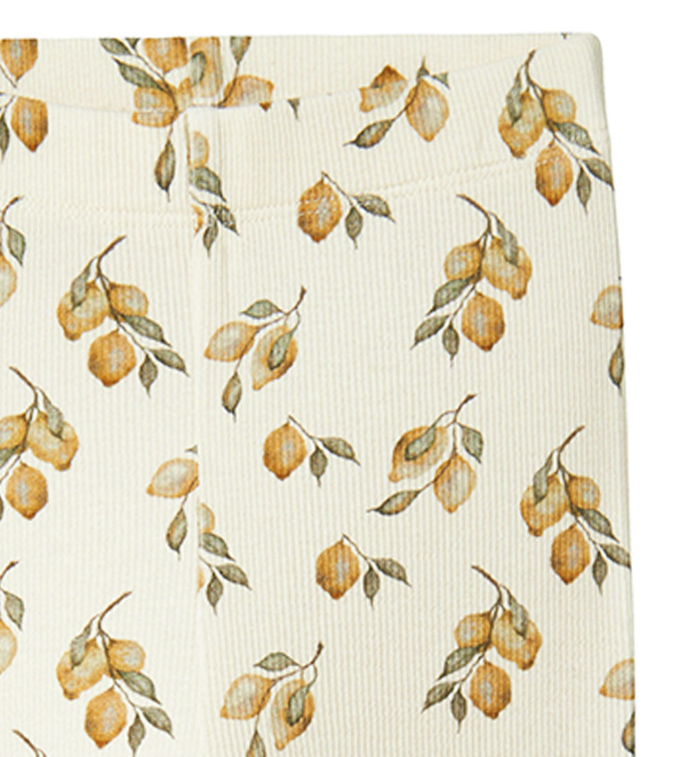 Lil' Atelier Leggings - Rib - NmfGavo - Turtledove/Lemon