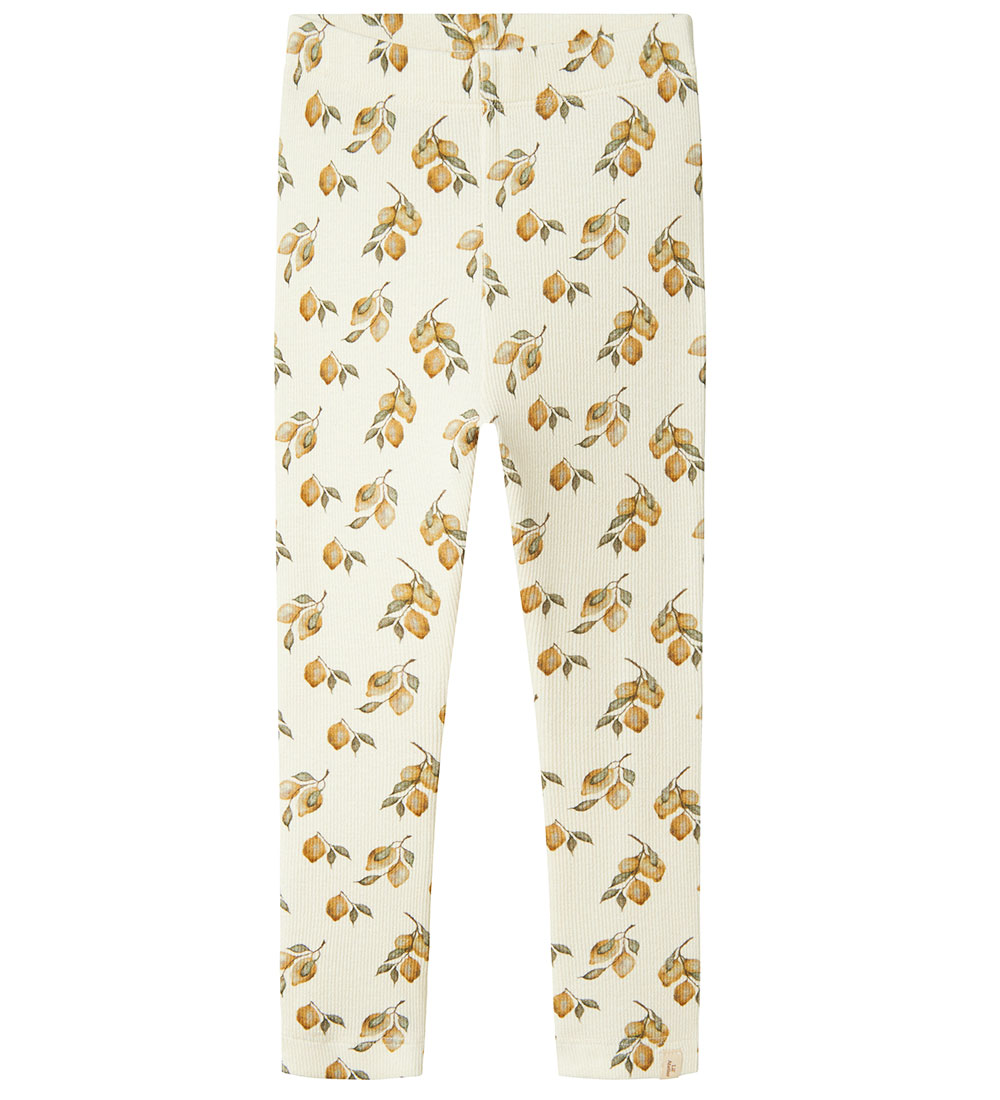 Lil' Atelier Leggings - Rib - NmfGavo - Turtledove/Lemon
