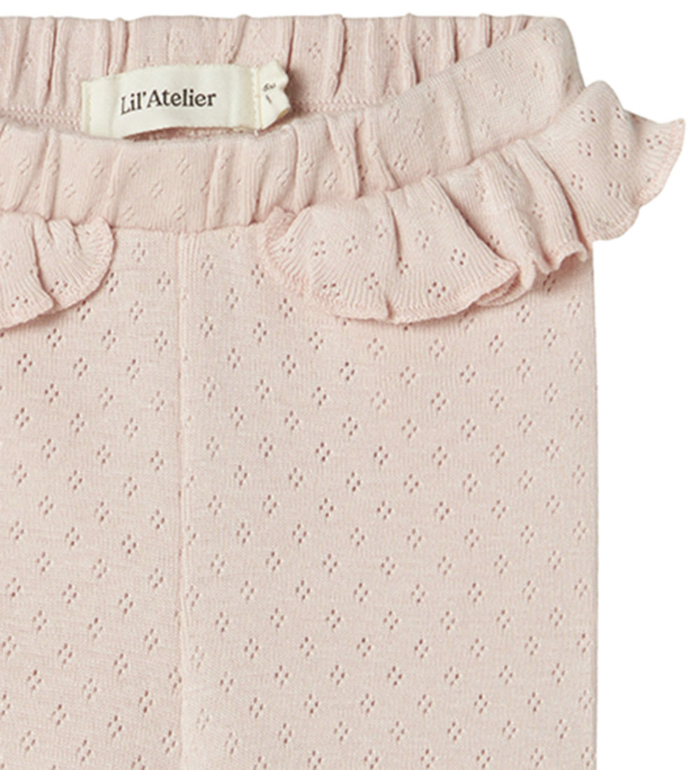 Lil' Atelier Leggings - NbfRachel - Peach Whip w. Pointelle