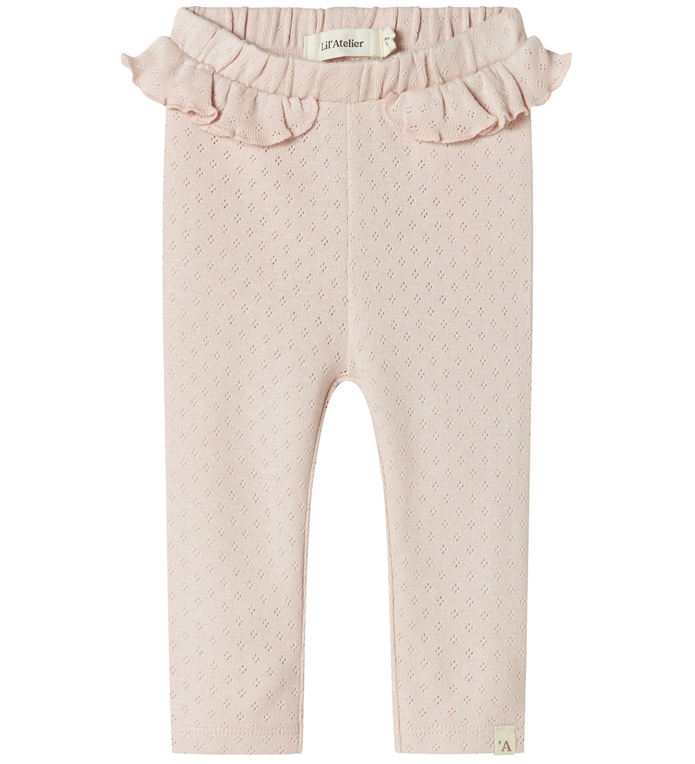 Lil' Atelier Leggings - NbfRachel - Peach Whip w. Pointelle