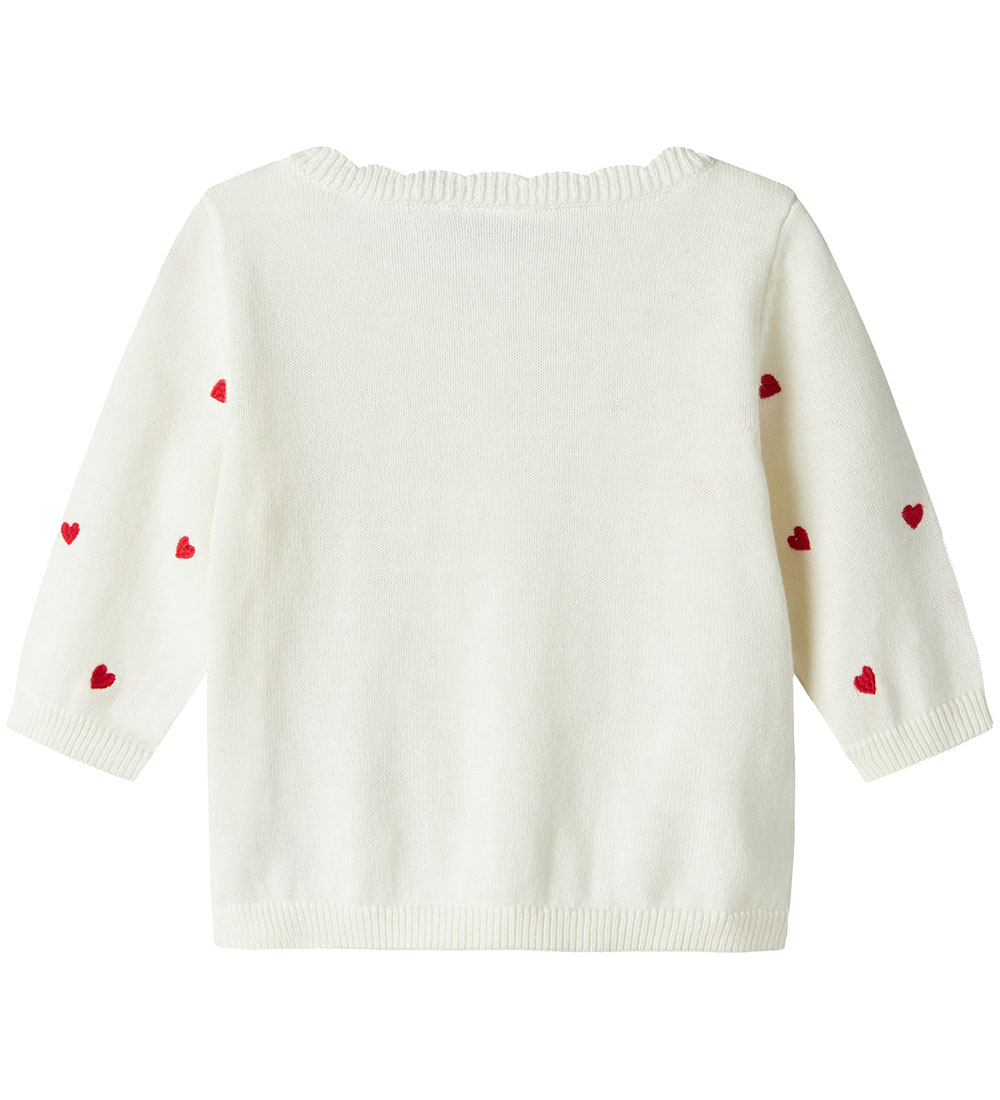 Name It Cardigan - Knitted - NbfFisilly - Cloud Dancer w. Hearts