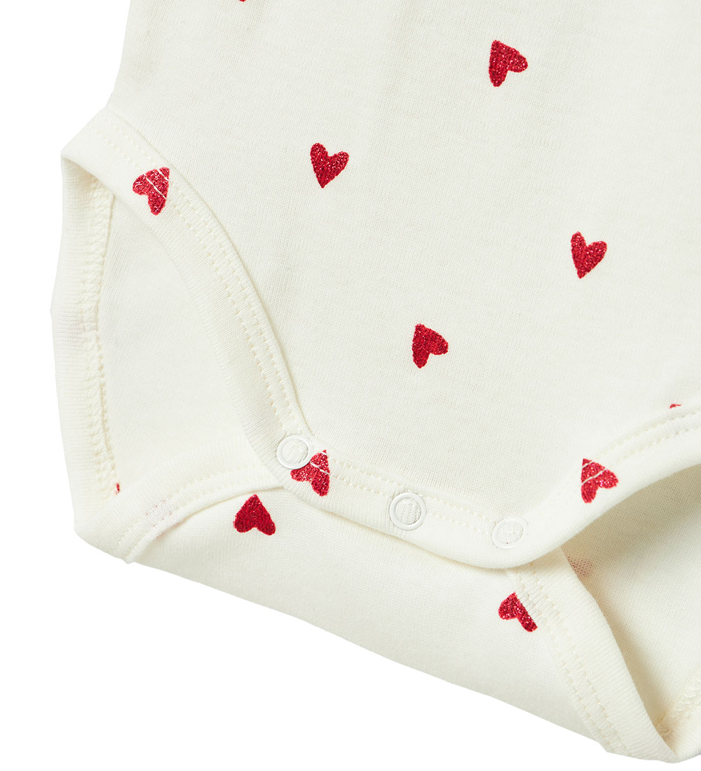 Name It Bodysuit L/Æ - NbfDheart - Cloud Dancer w. Hearts