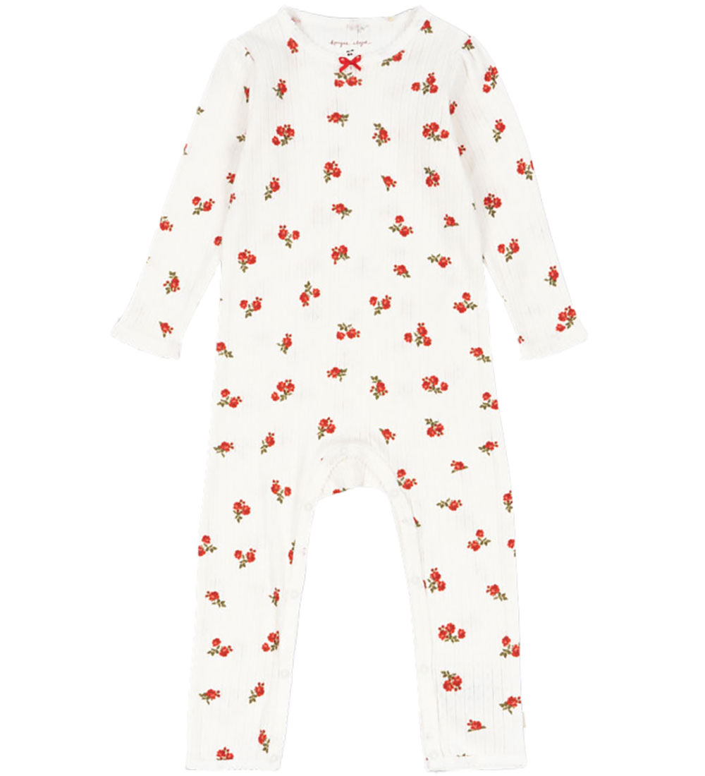 Konges Sløjd Jumpsuit - Rib - Minnie Onsie - Rose Red w. Holes