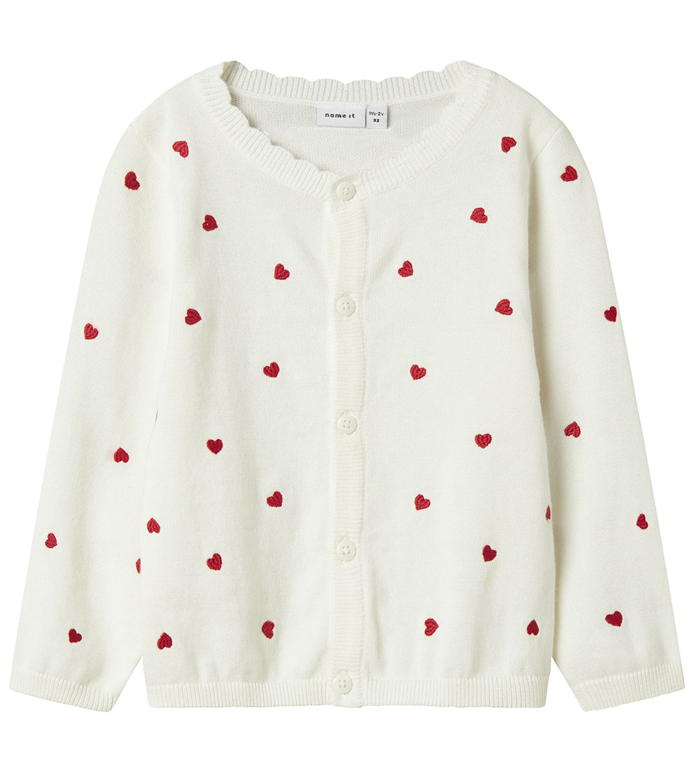Name It Cardigan - NmfFisilly - Knitted - Cloud Dancer w. Hearts