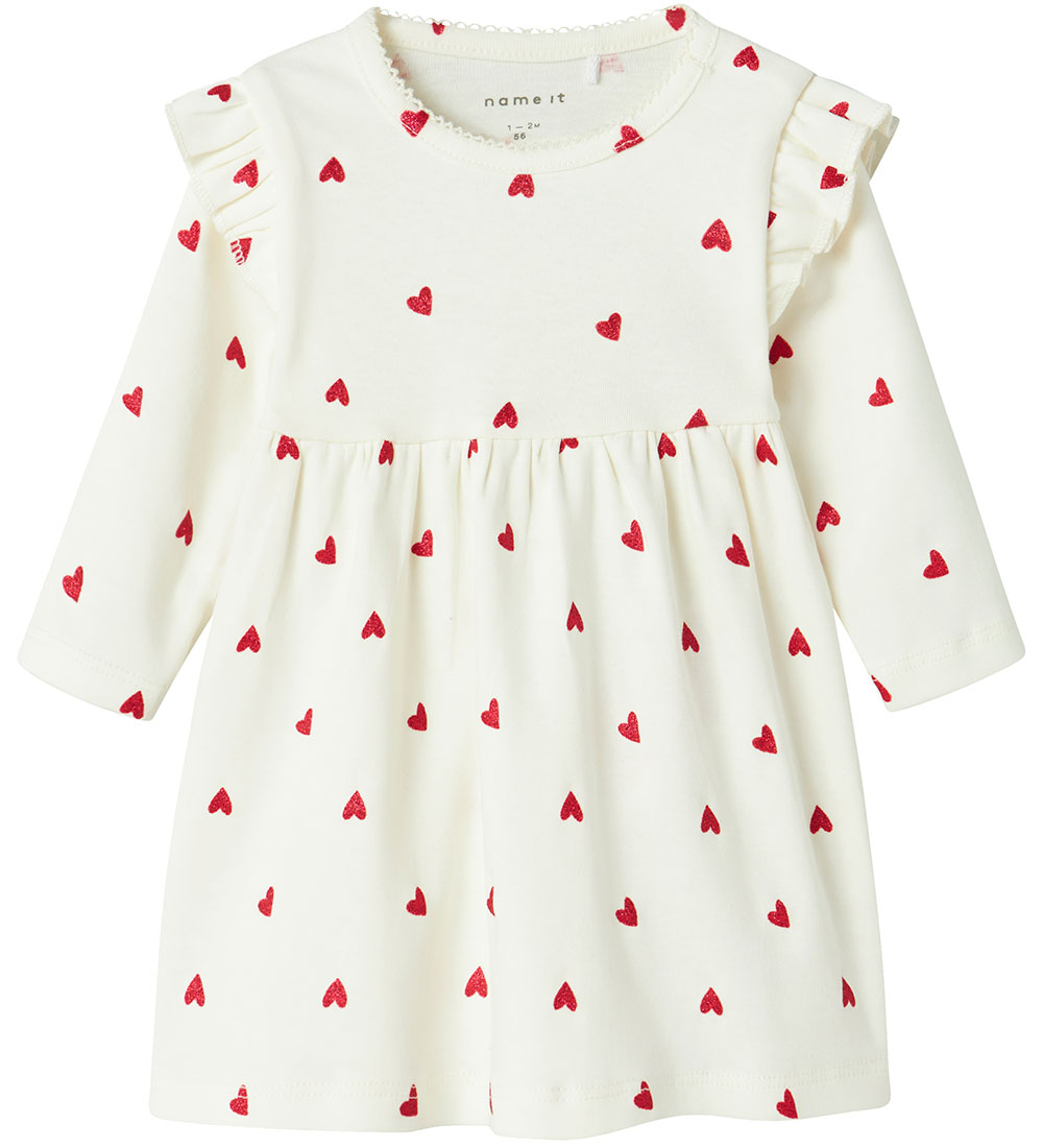 Name It Dress - NbfDheart - Cloud Dancer w. Hearts