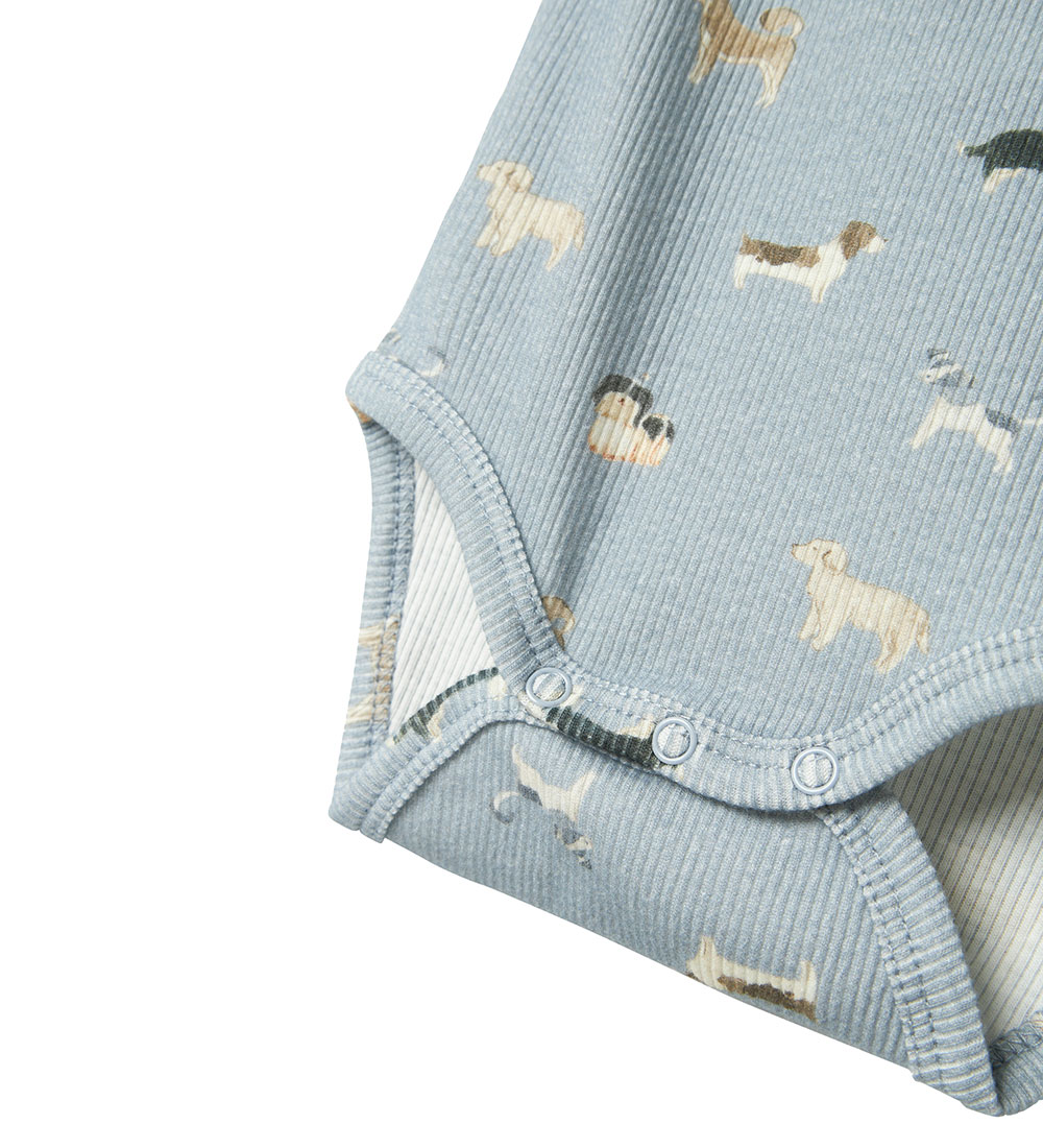 Name It Bodysuit L/æ - Rib - NbmBark - Quarry w. Dogs