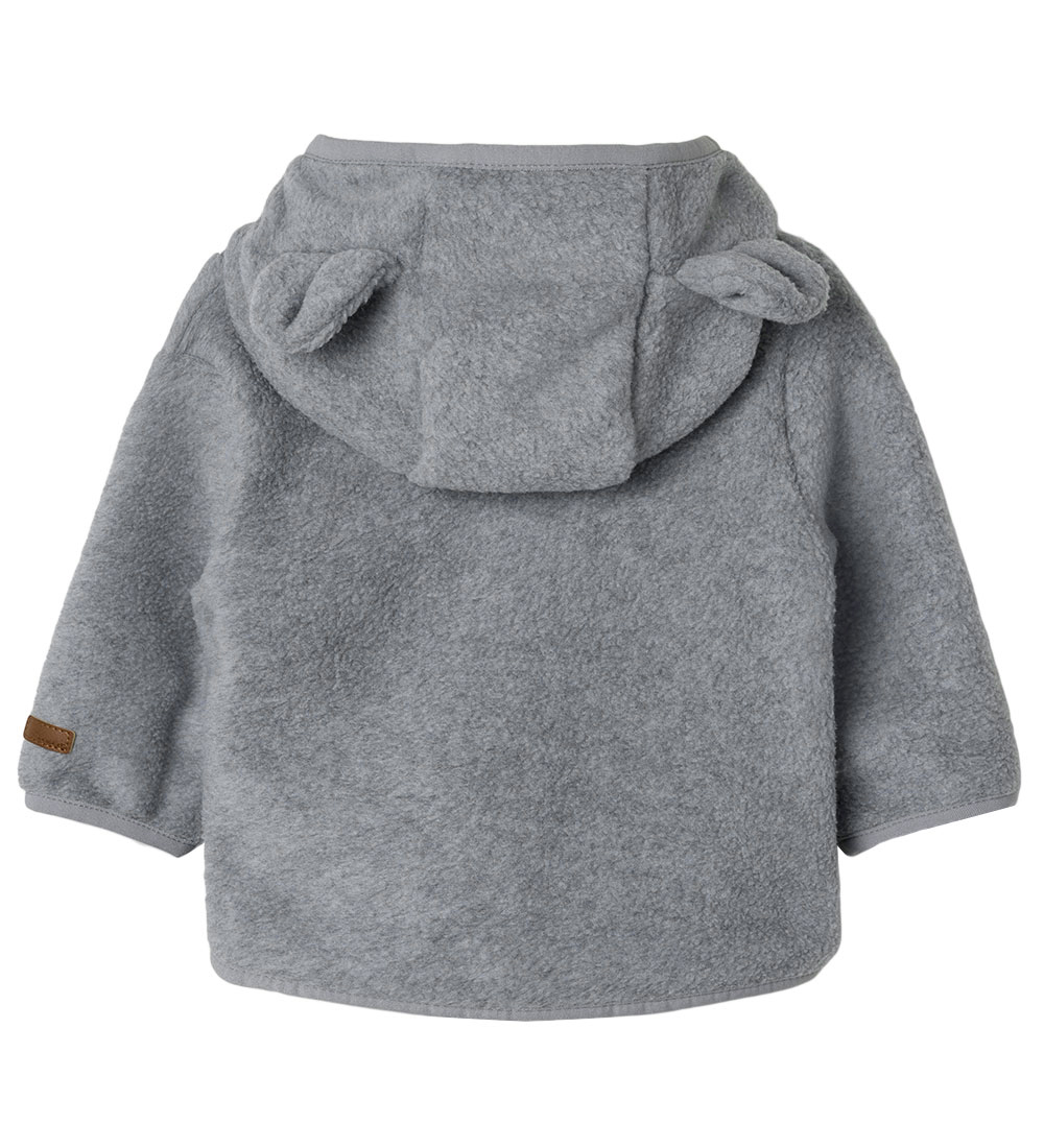 Name It Fleecejacke - NbnMeeko - Grey Melange m. Ohren
