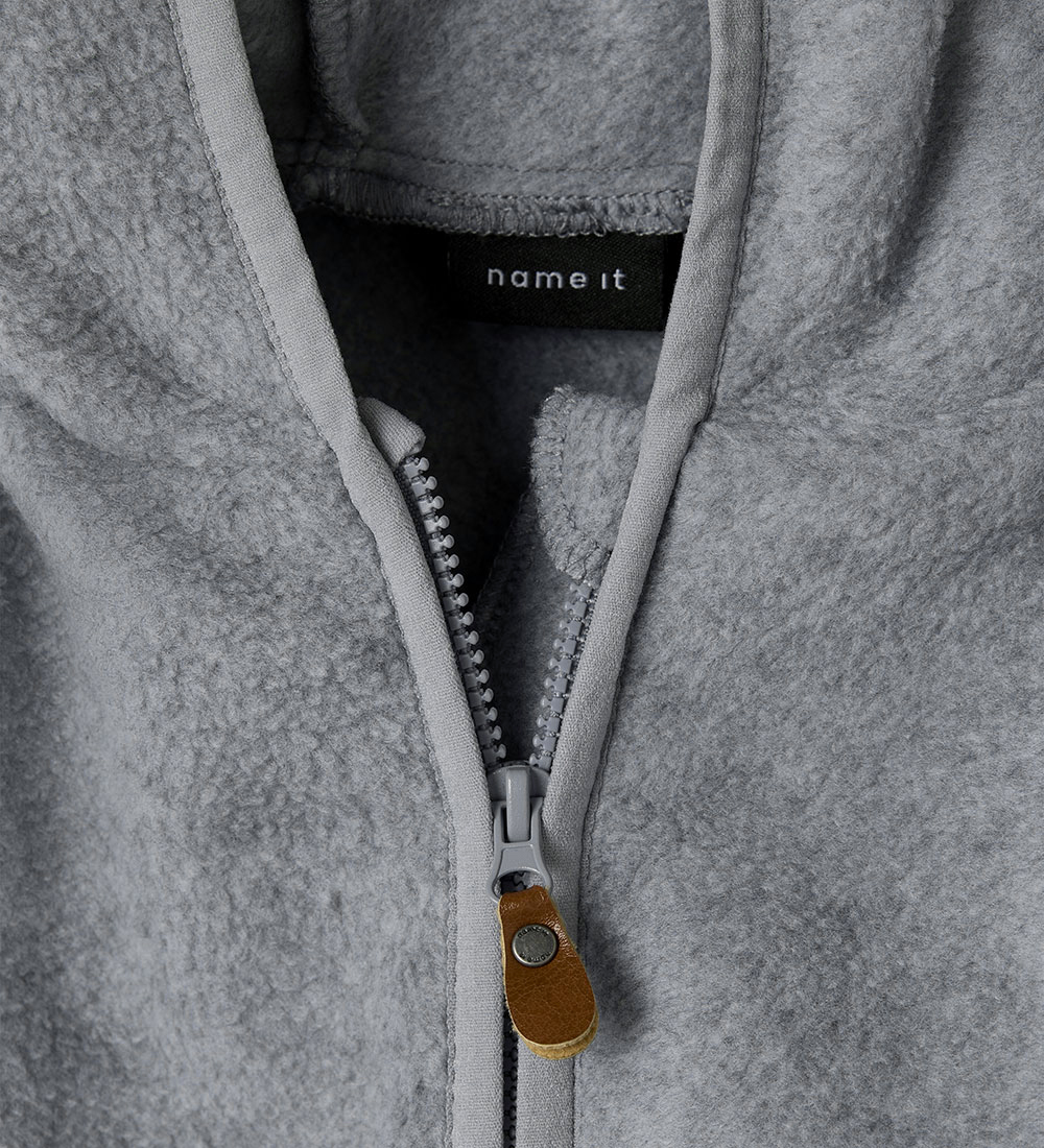 Name It Fleecejacke - NbnMeeko - Grey Melange m. Ohren
