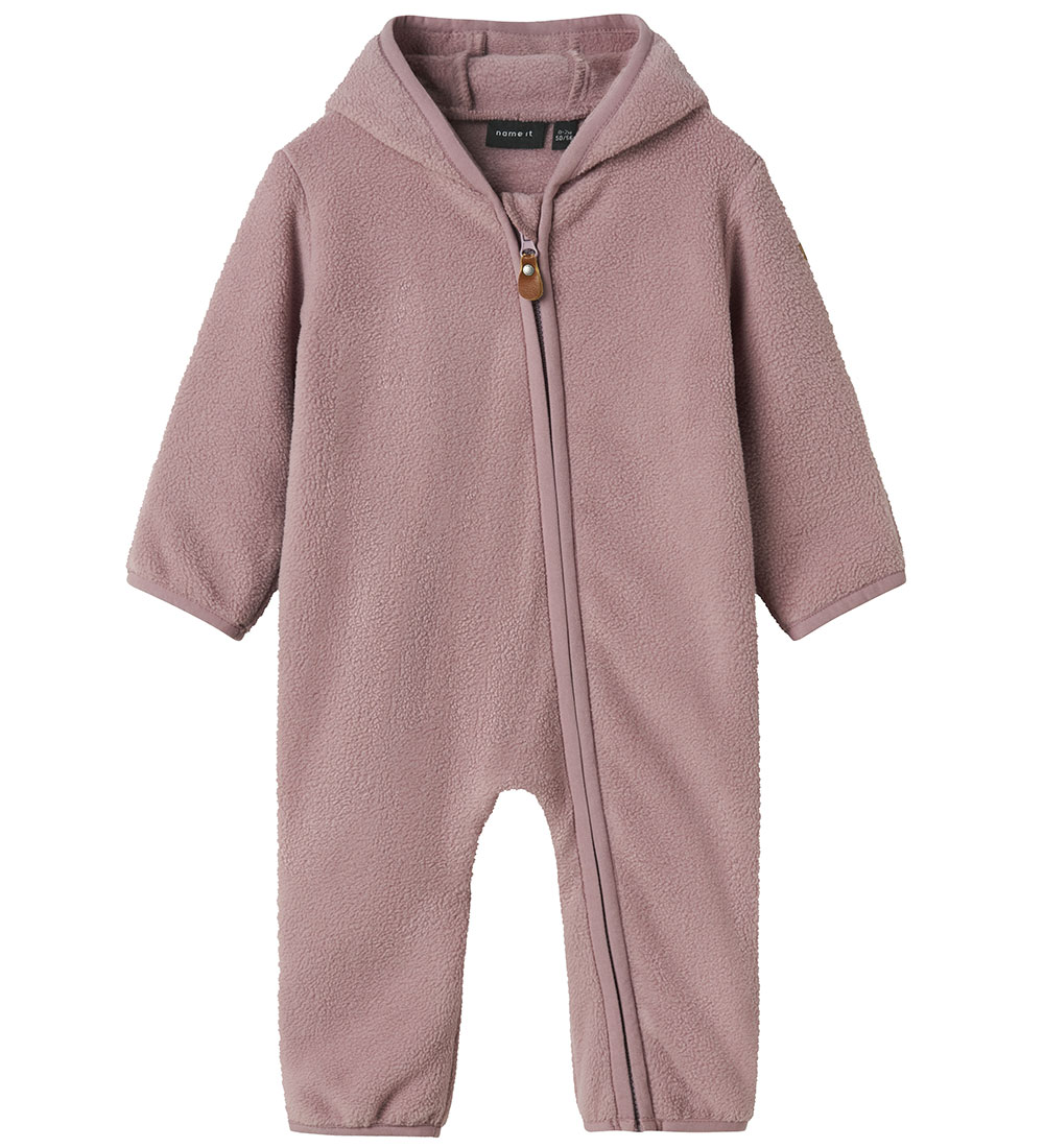 Name It Fleece Suit - NbnMeeko - Elderberry w. Ears