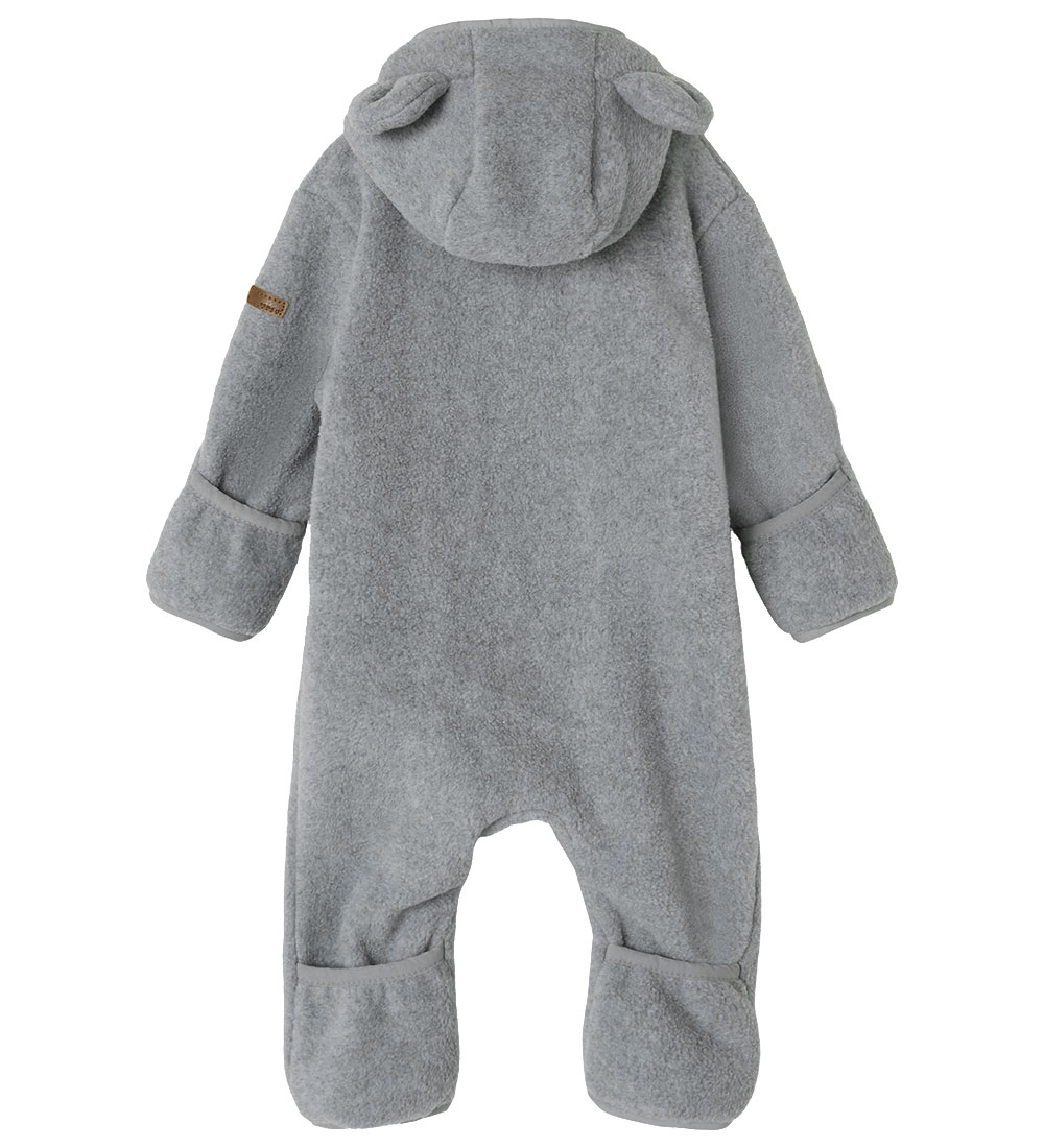 Name It Fleece Suit - NbnMeeko - Grey Melange w. Ears