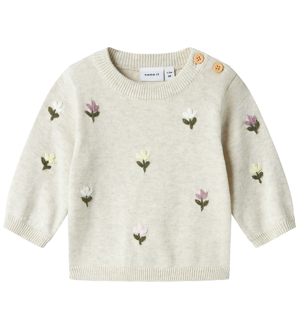 Name It Bluse - Strick - NbFFaflow - Peyote Melange m. Blumen