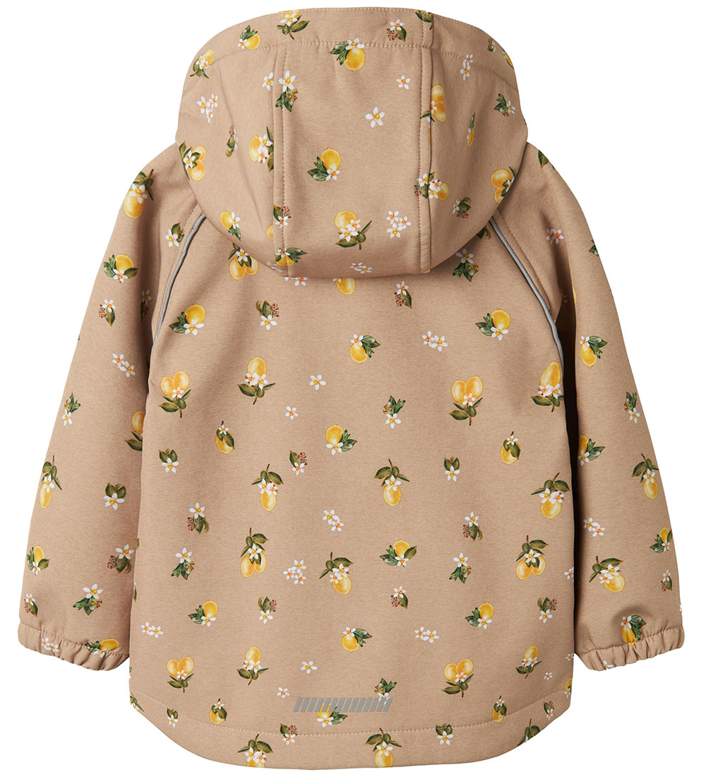 Name It Softshell Jakke m. Fleece - NmfAlfa08 - Light Taupe/Lemo