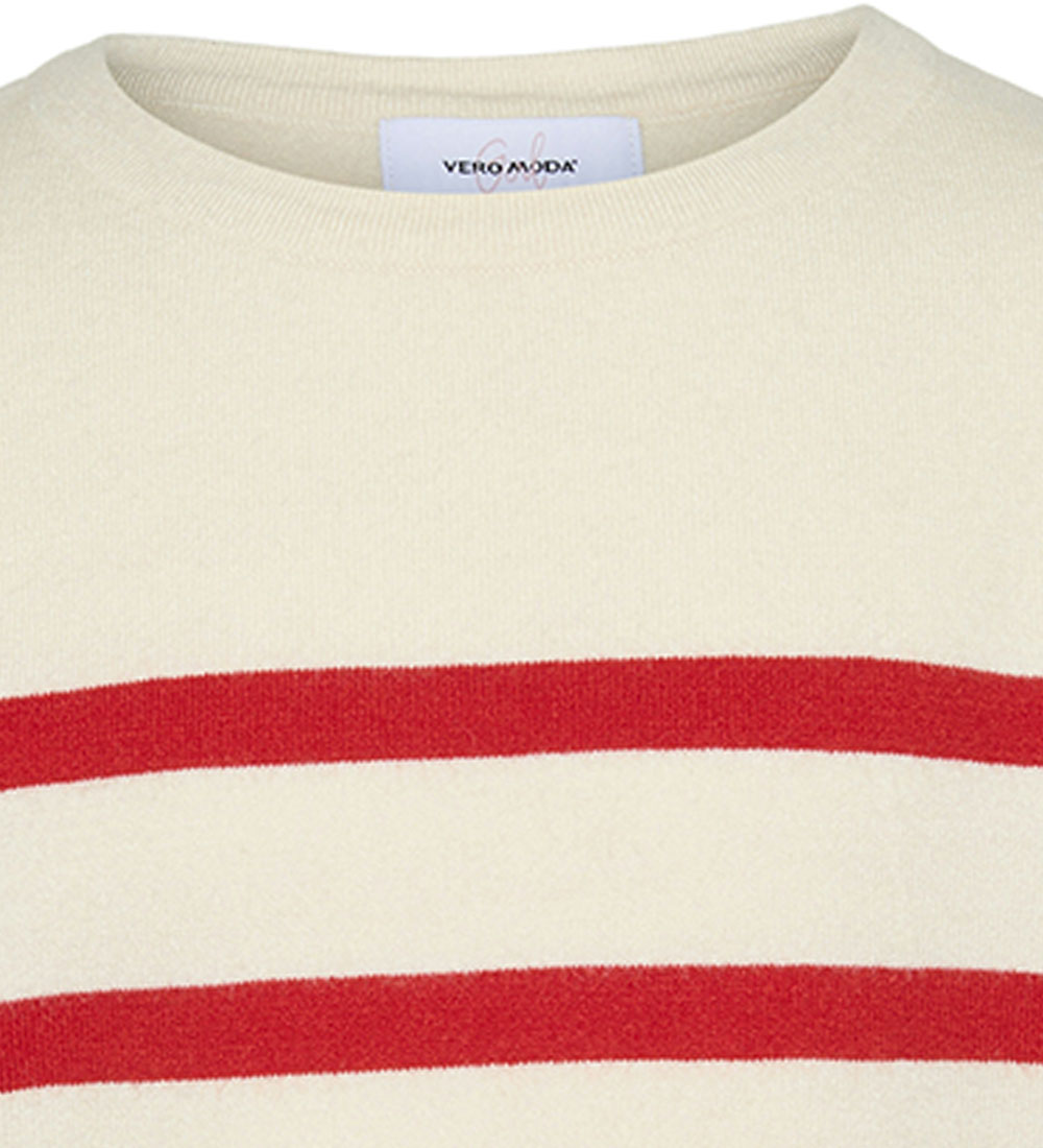 Vero Moda Girl - Knitted - VmSaba - Birch/Fiery Red