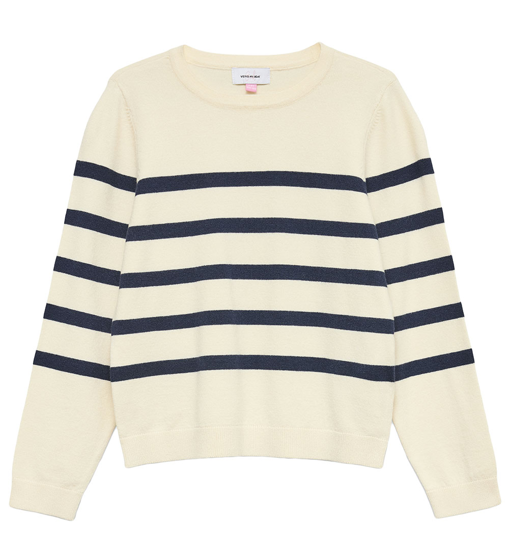 Vero Moda Girl Blouse - Knitted - VmSaba - Birch/Navy Blazer