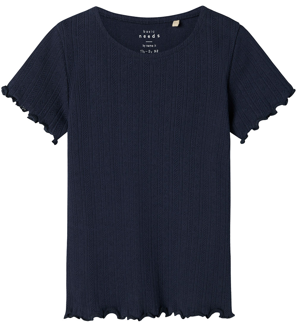 Name It T-shirt - NmfWilke - Navy Blazer w. Pointelle
