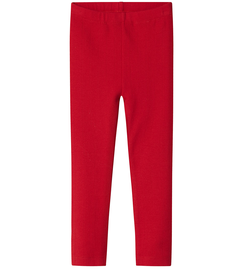 Name It Leggings - NmfDagnes - Chinese Red w. Pointelle