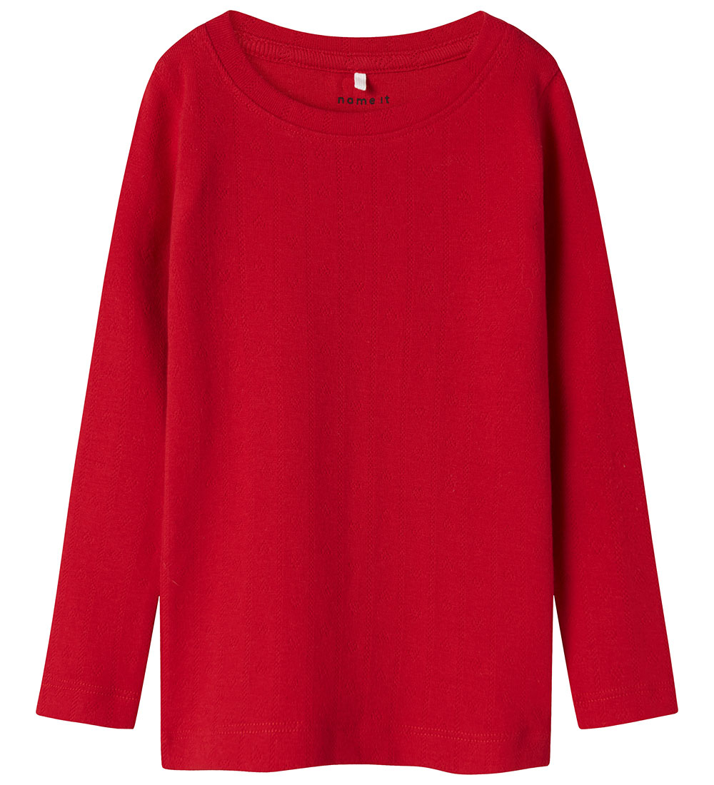 Name It Blouse - NmfDagnes - Chinese Red w. Pointelle