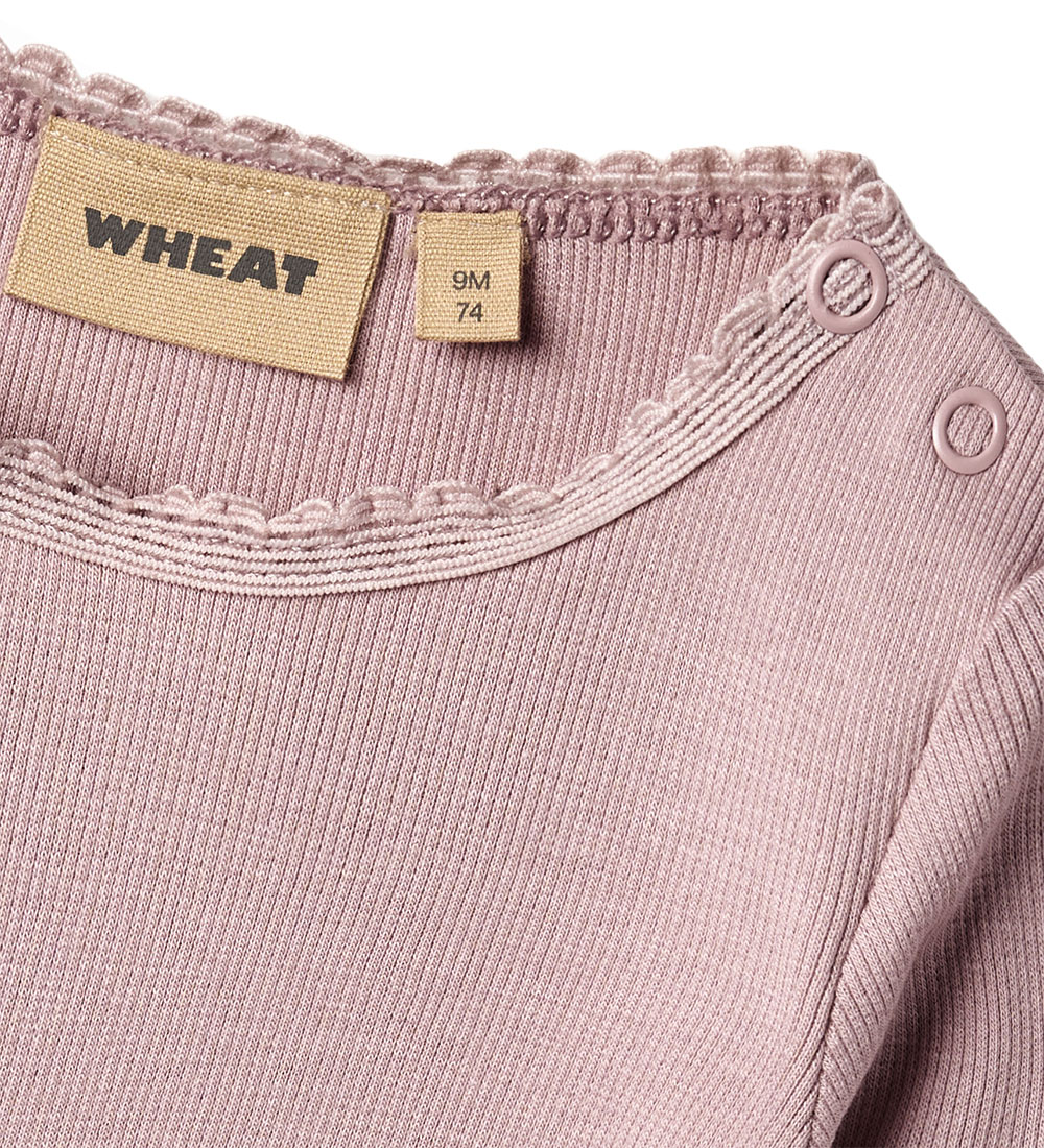 Wheat Bluse - Rib - Lace - Rose Dawn