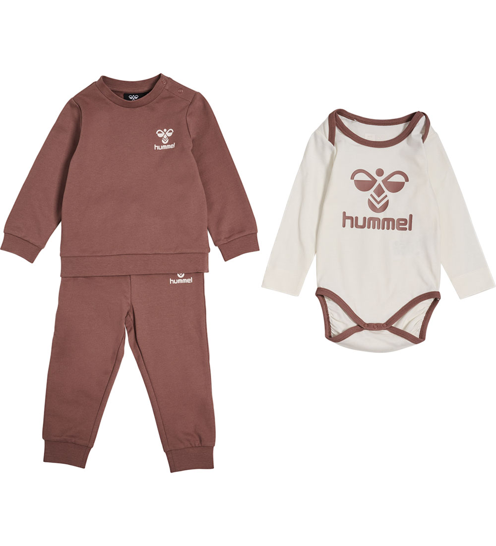 Hummel Sweat Set w. Bodysuit L/æ - hmlTrio - Nutmeg