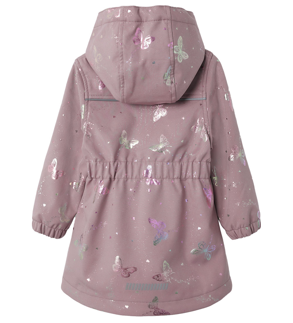 Name It Softshell Jacket w. Fleece - NmfAlfa08 - Elderberry/BUTT