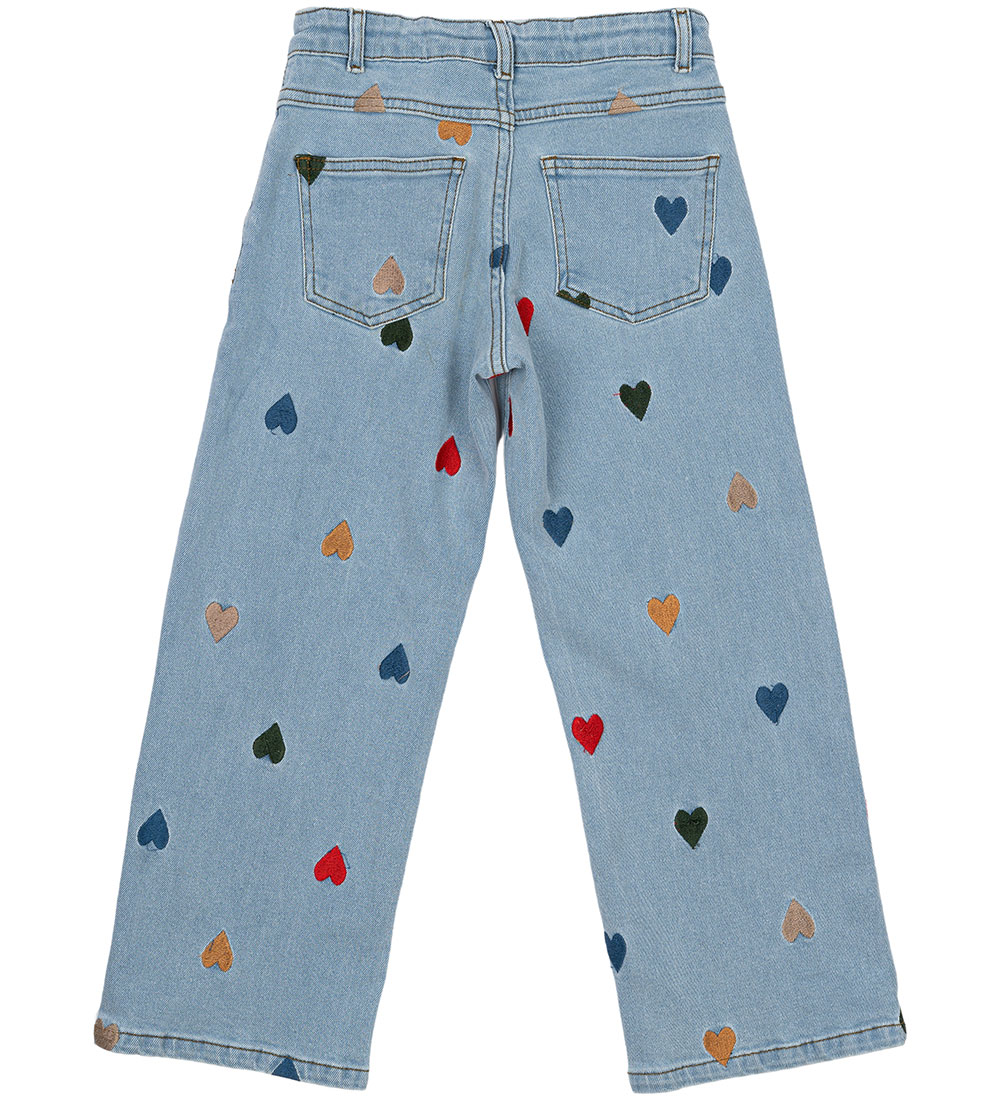 The New Jeans - TnNessa - Wide - Light Blue Denim w. Hearts