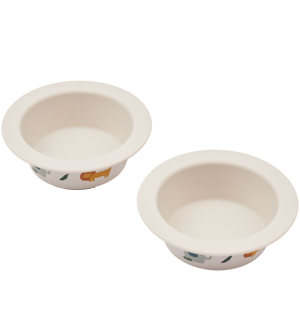 Liewood Bowl w. Suction Cup - 2-Pack - Silicone - Peony - Safari