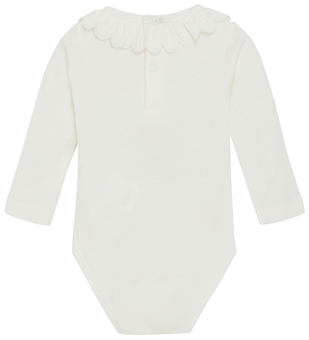 Minymo Romper l/s - Rib - Marshmallow White
