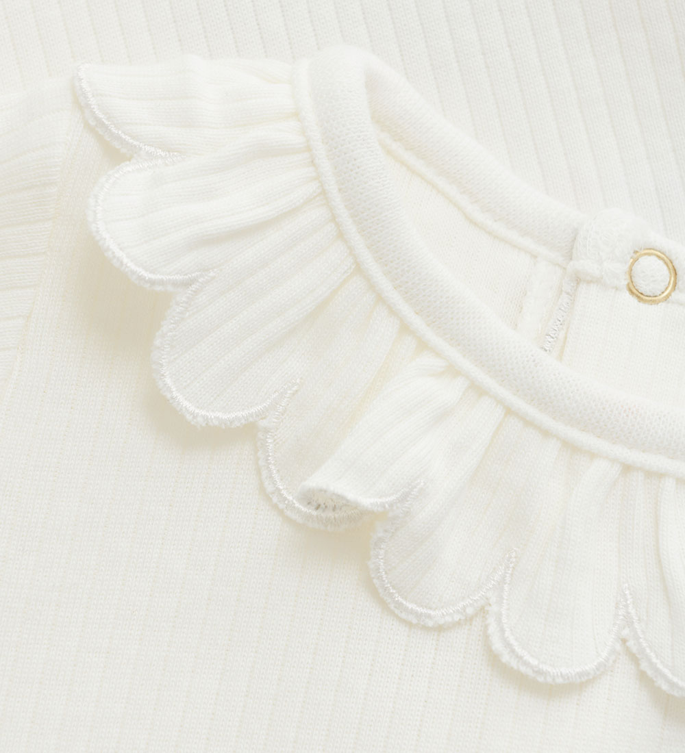 Minymo Romper l/s - Rib - Marshmallow White