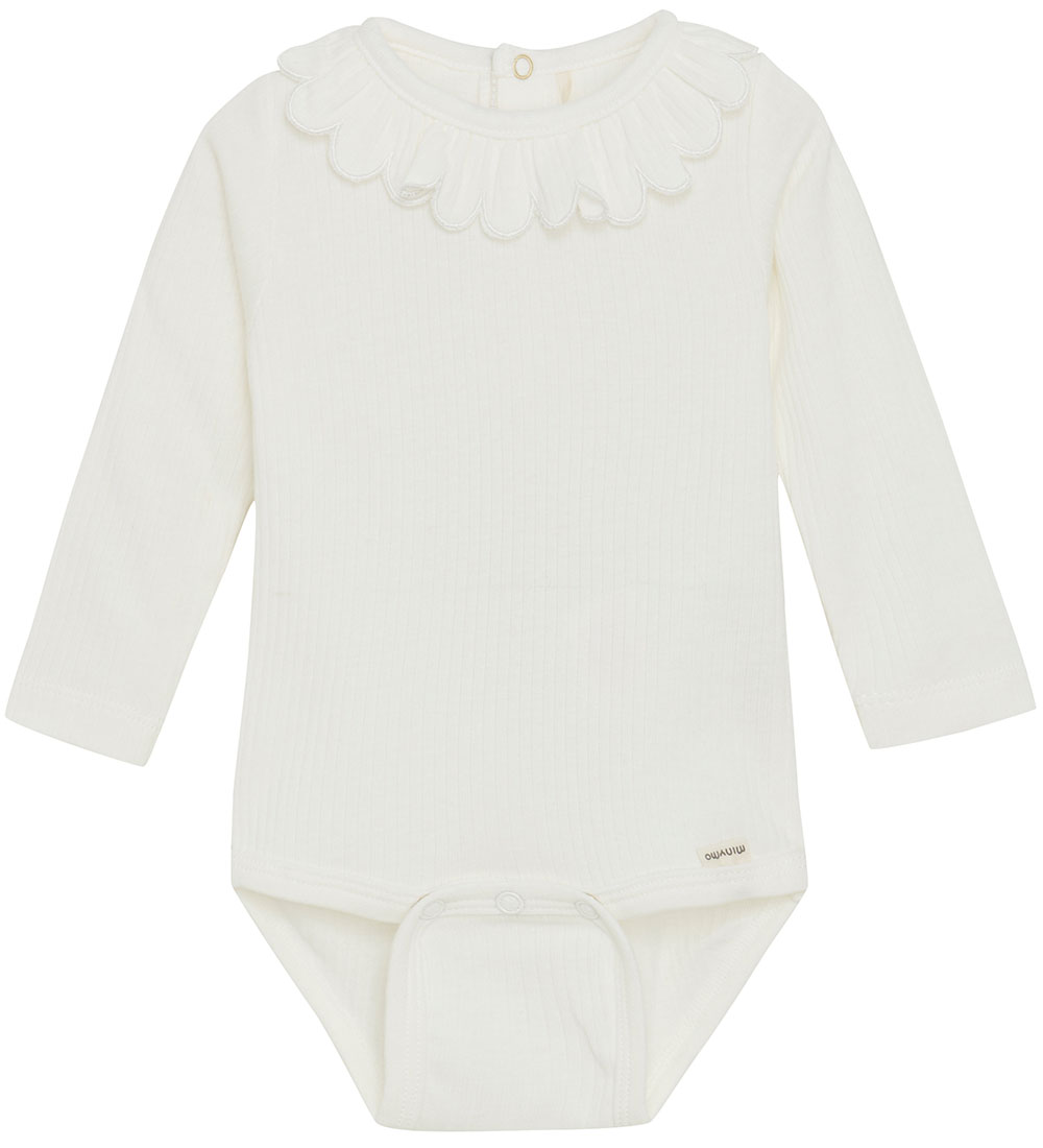 Minymo Romper l/s - Rib - Marshmallow White
