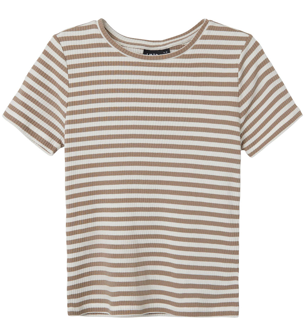 LMTD T-Shirt - NlfDallas - Rib - Mocha Meringue/White STREPEN