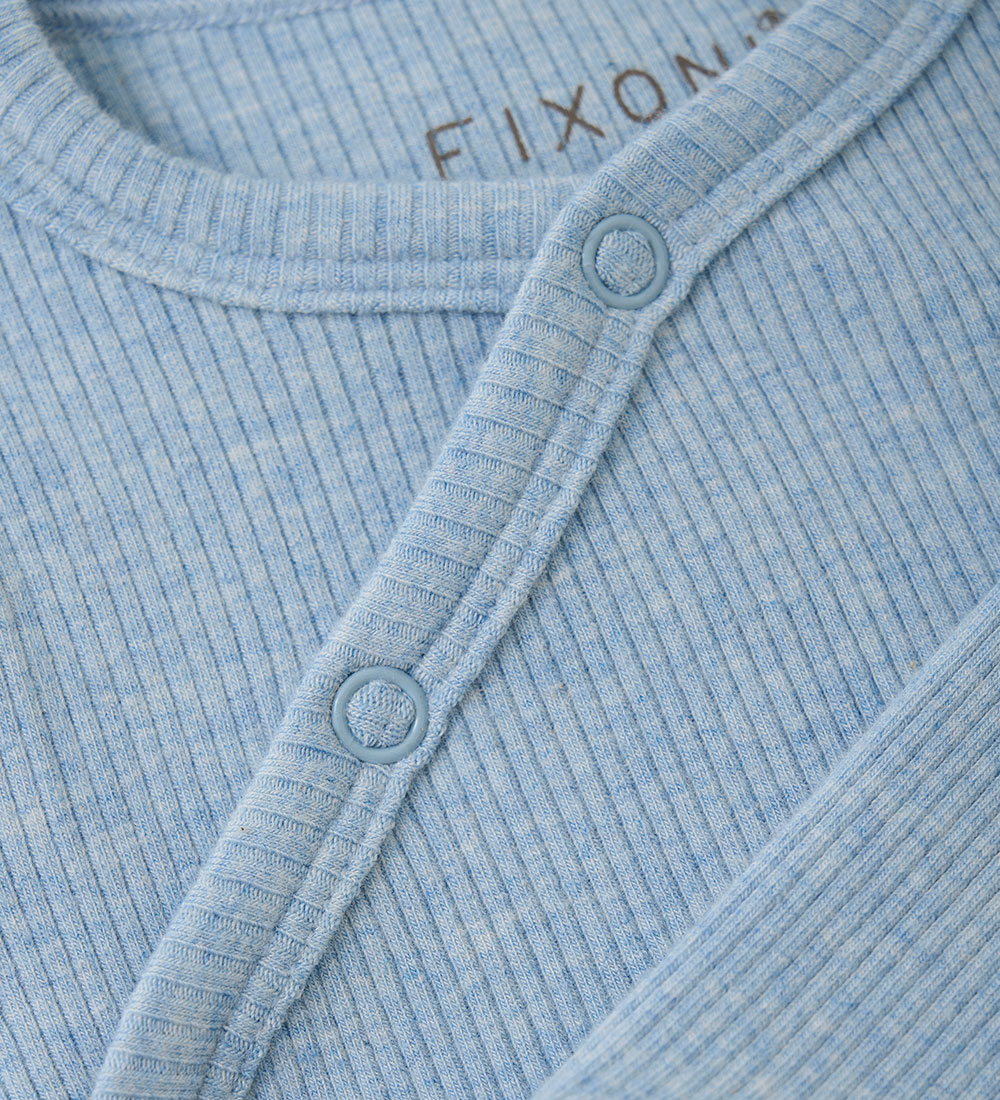 Fixoni Wrap Bodysuit l/s - Rib - Blue Fog Melange