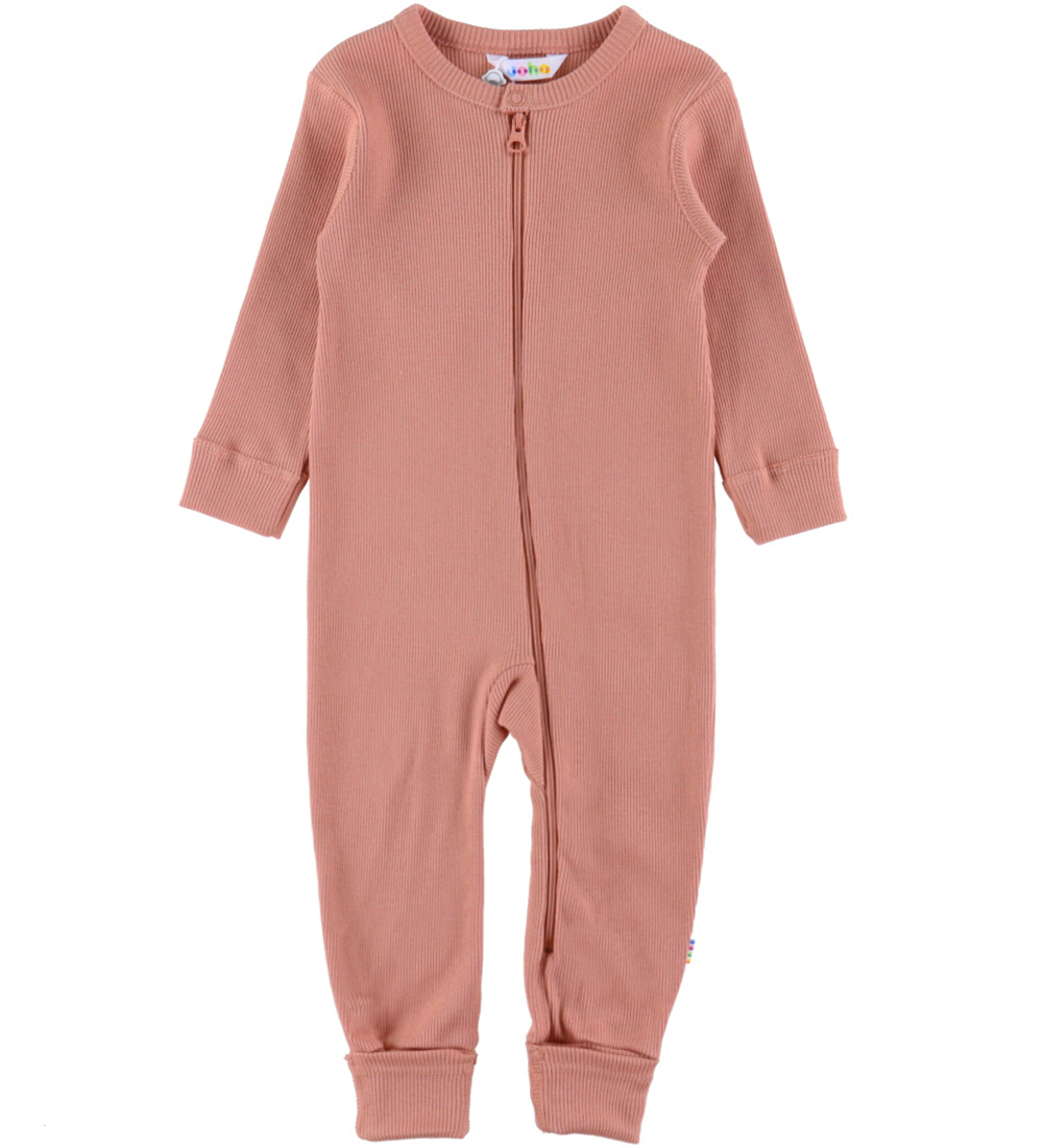 Joha Jumpsuit w. Feet - Rib - Salmon