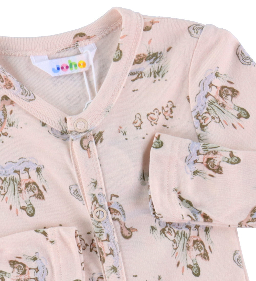 Joha Jumpsuit w. Feet - Viscose/Bamboo - Pink w. Ducks
