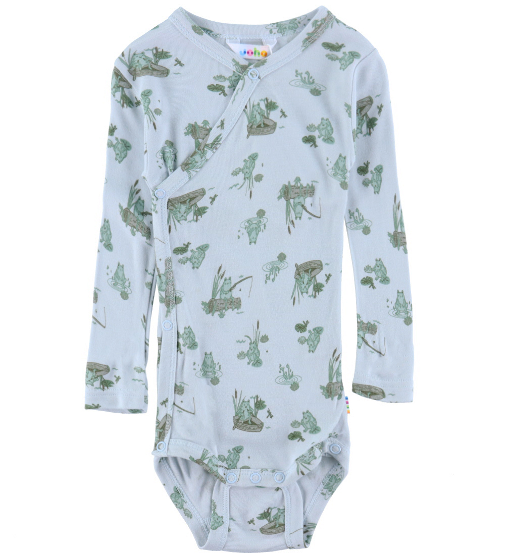 Joha Wrap Bodysuit l/s - Bamboo - Light Blue w. Seeds